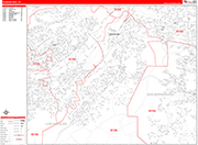 Diamond Bar  Wall Map Red Line Style